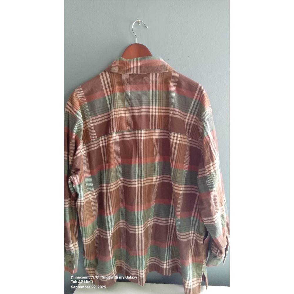 Fringe Flannel Plaid‎ Shirt Brown Green Western Bohemian Festival Oversized